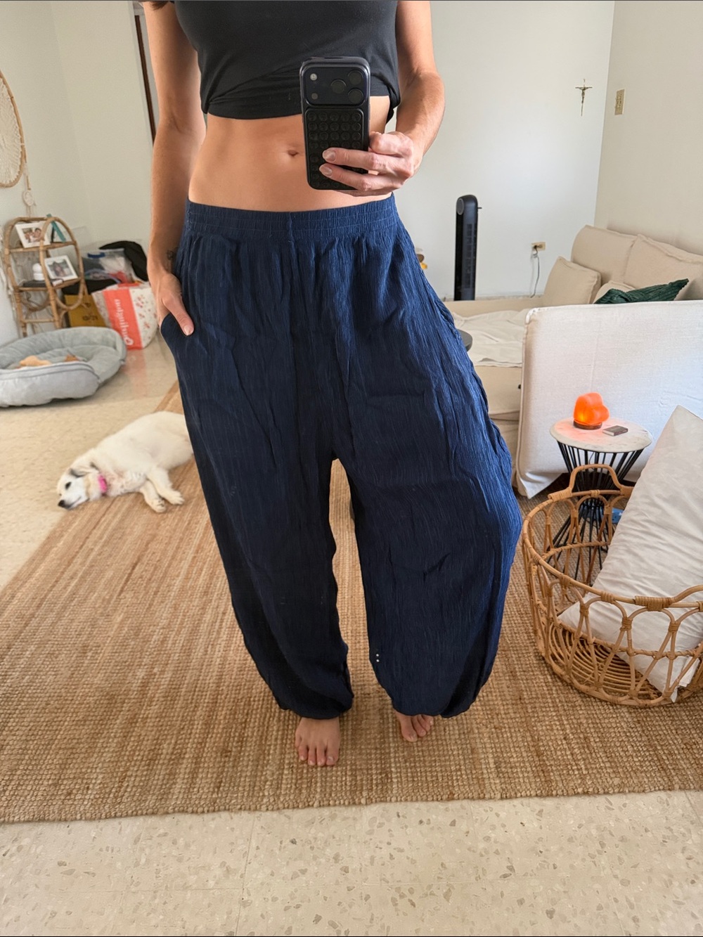 Zara Blue Wide-Leg Harem Pants - Picture 2 of 2